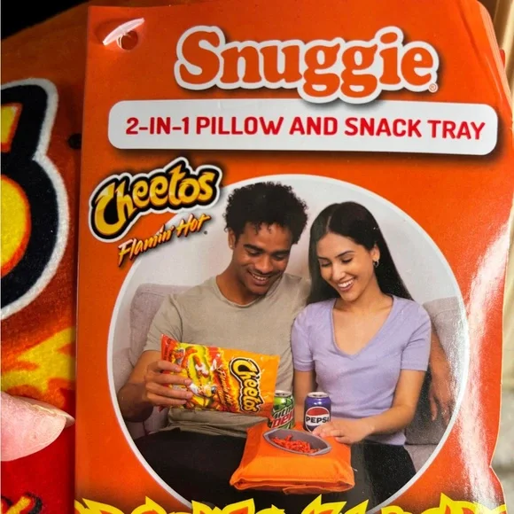 Snuggie 2-in-1 Pillow and Snack Tray Cheetos Flamin' Hot 2 Drinks Holders,Tray - Picture 5 of 12
